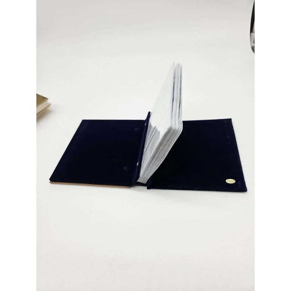 VNTG Photo Album Book Floral Art Navy‎ Blue Velvet 50 photo Slots HardCover NEW